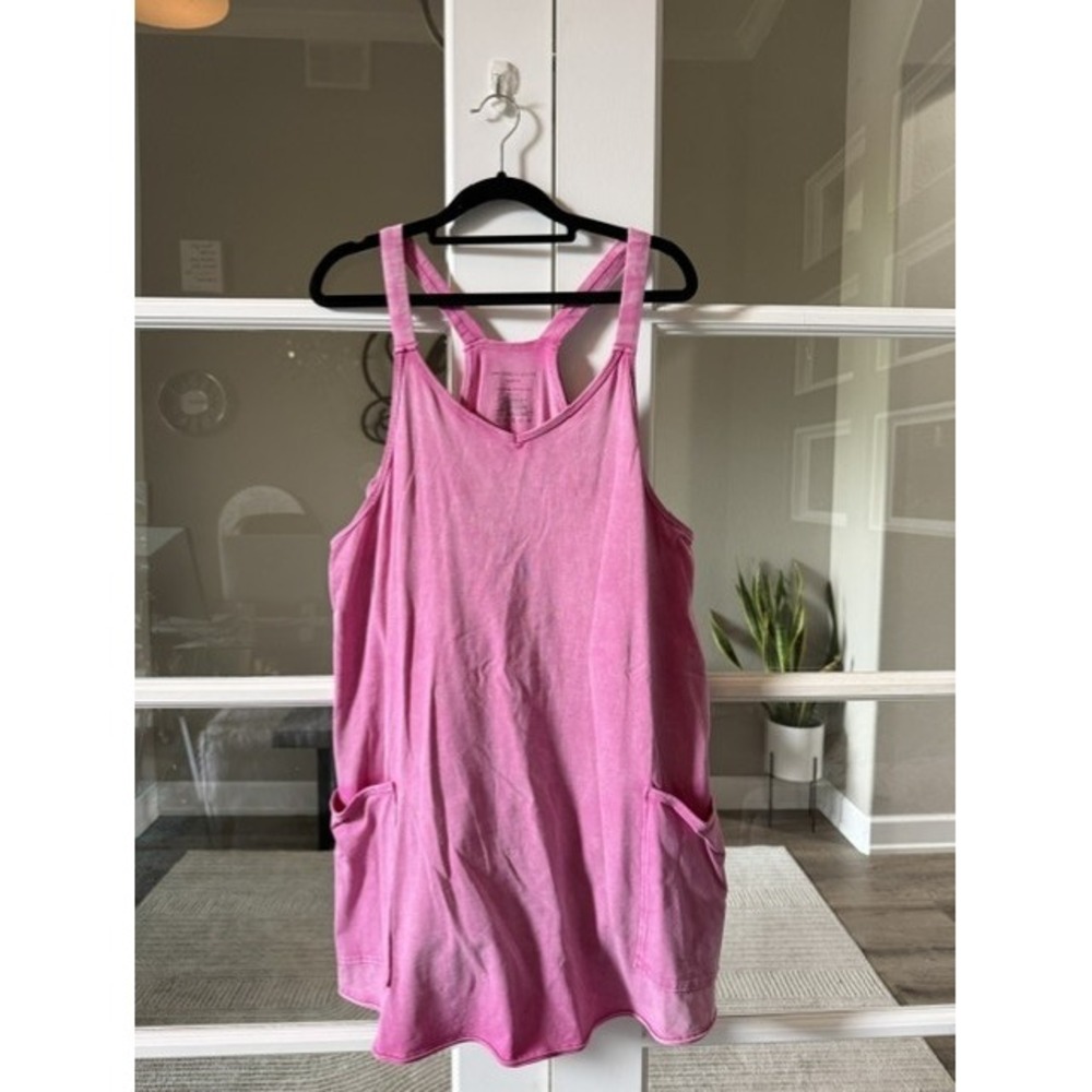 Pink Racerback Active Dress with Pockets and build in Shorts